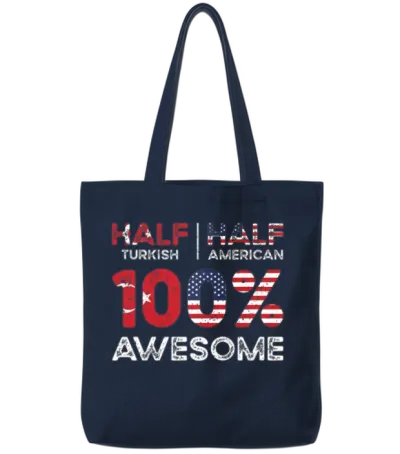 Born Turkish Turkey American Usa Citizenship Tote Bags - Navy