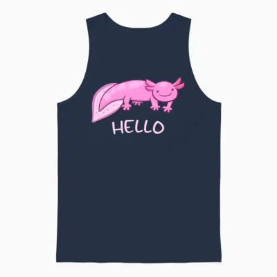 Hello Funny Axolotl Unisex Tank Top - Navy