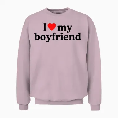 I Love My Bf Boyfriend · I Heart My Bf Valentine's Day Unisex Sweatshirt - Light Pink
