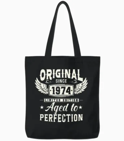 Vintage 1974 Birthday Gift Tote Bags - Black