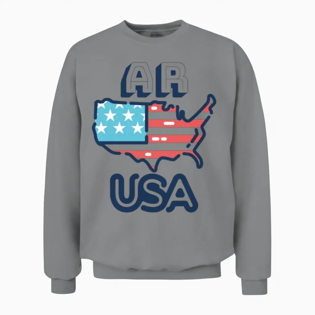Ar, Usa, Arkansas - Patriotic & 4th of July Unisex Sweatshirt in Sport Grey