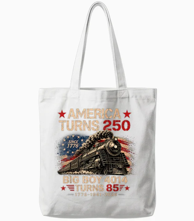 Big Boy 4014 Train America Turns 250 Years for Men Women Tote Bags in White