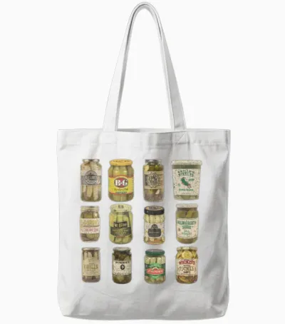 Funny Canned Pickles Tote Bags - White