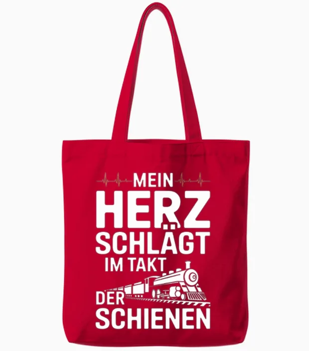 Mein Herz Schlägt Im Takt Der Schienen Railfan Tote Bags in Red