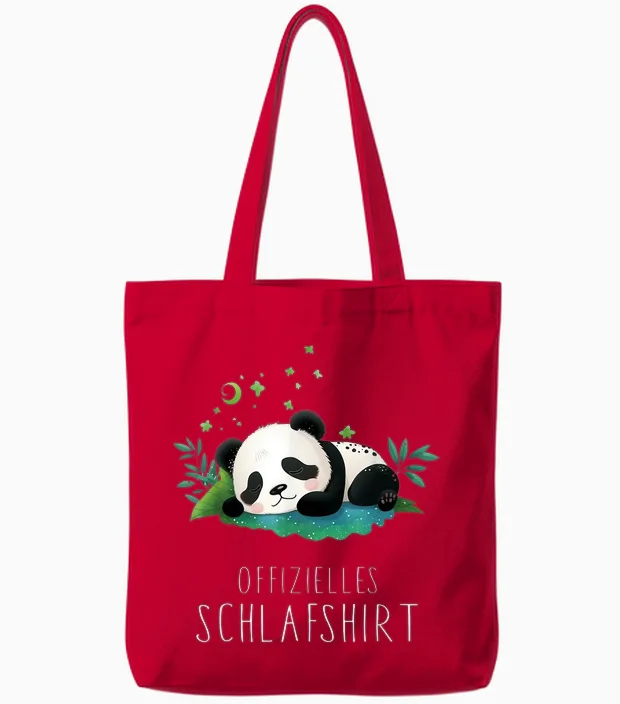 Official Otter Sleep Shirt - Panda T-Shirt, Black Tote Bags in Red