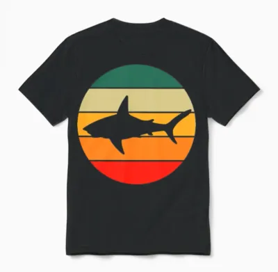 Retro Shark Unisex T-Shirt - Black