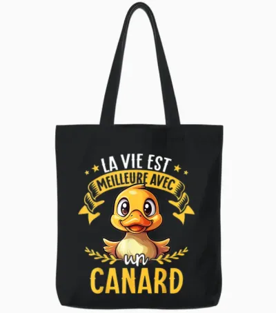 Life Is Better with a Duck - Sweet Duck T-Shirt, Black, S Tote Bags - Black