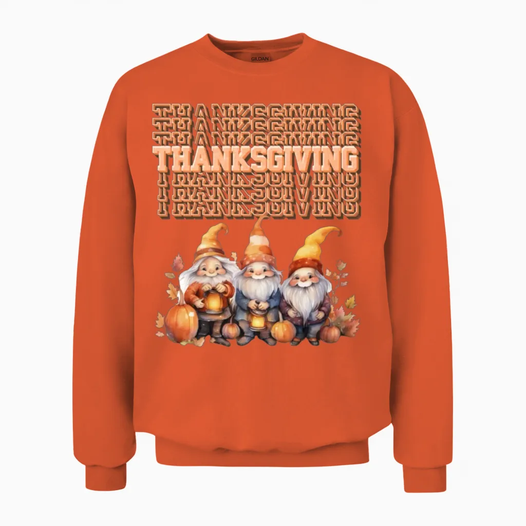 Autumnal Gnomes - Thanksgiving Unisex Sweatshirt in Orange