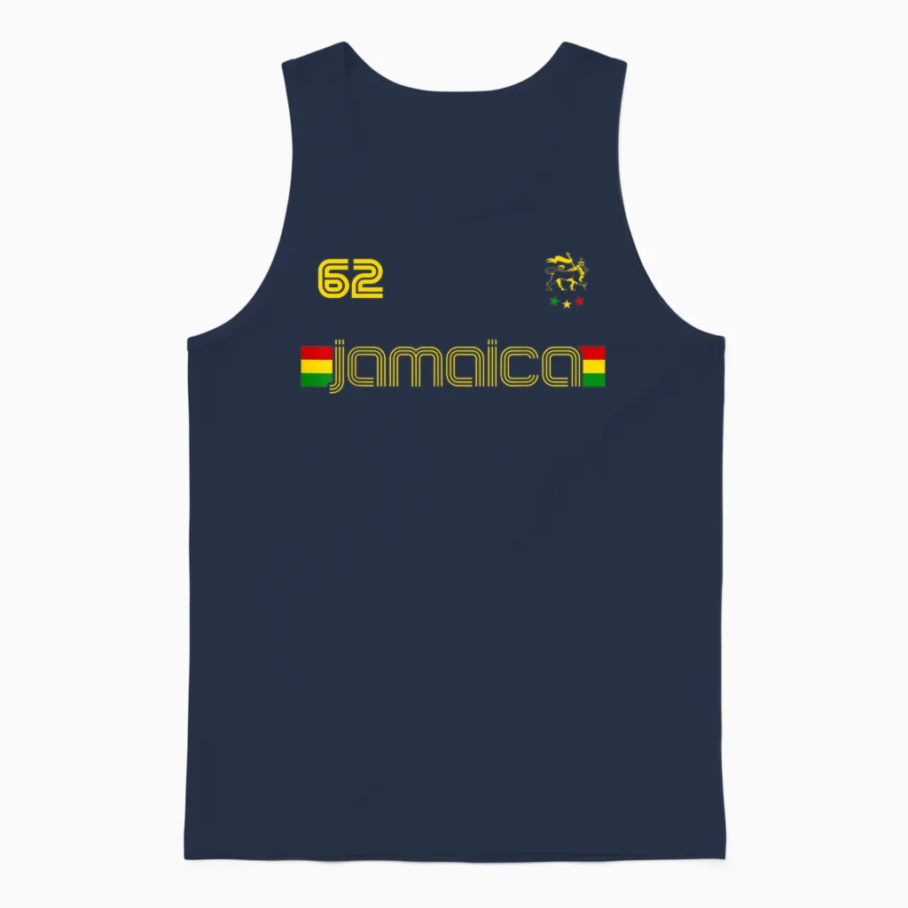 Jamaica 1962 Lion of Judah Rasta Reggae Flag T-Shirt, Black, S Unisex Tank Top in Navy