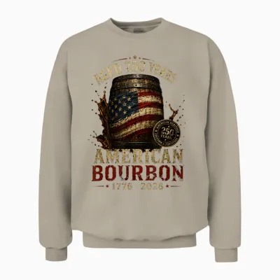 Retro Bourbon Built America Patriotic Whiskey 250 Years Unisex Sweatshirt - Sand