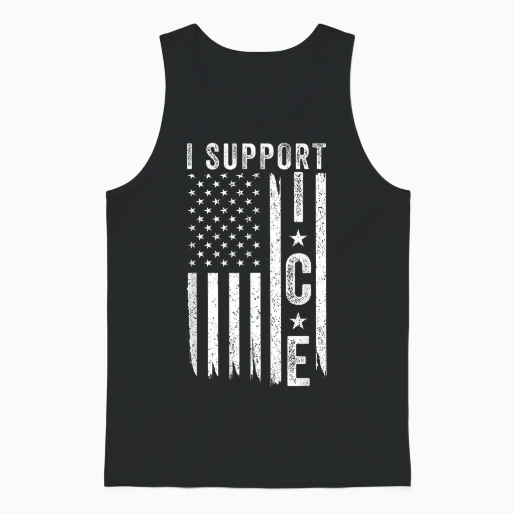 I Support Ice, Immigration Officers American Unisex Tank Top in Black
