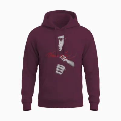 Bruce Lee in the Shadows Signature Unisex Hoodie - Maroon
