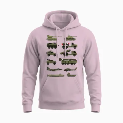 Military Vehicles, Military Boys and Girls Tank Lovers Unisex Hoodie - Light Pink