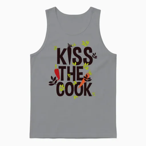 Kiss the Cook Chefs & Cooks Gift Unisex Tank Top in Sport Grey