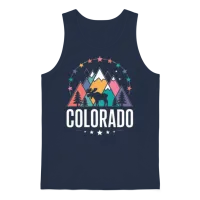 Colorado Mountain Sunset Summer & Beach Unisex Tank Top - Navy – 1
