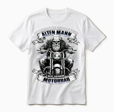 Unterschätze Niemals Einen Alten Mann Auf Seinem Motorrad Unisex T-Shirt - White