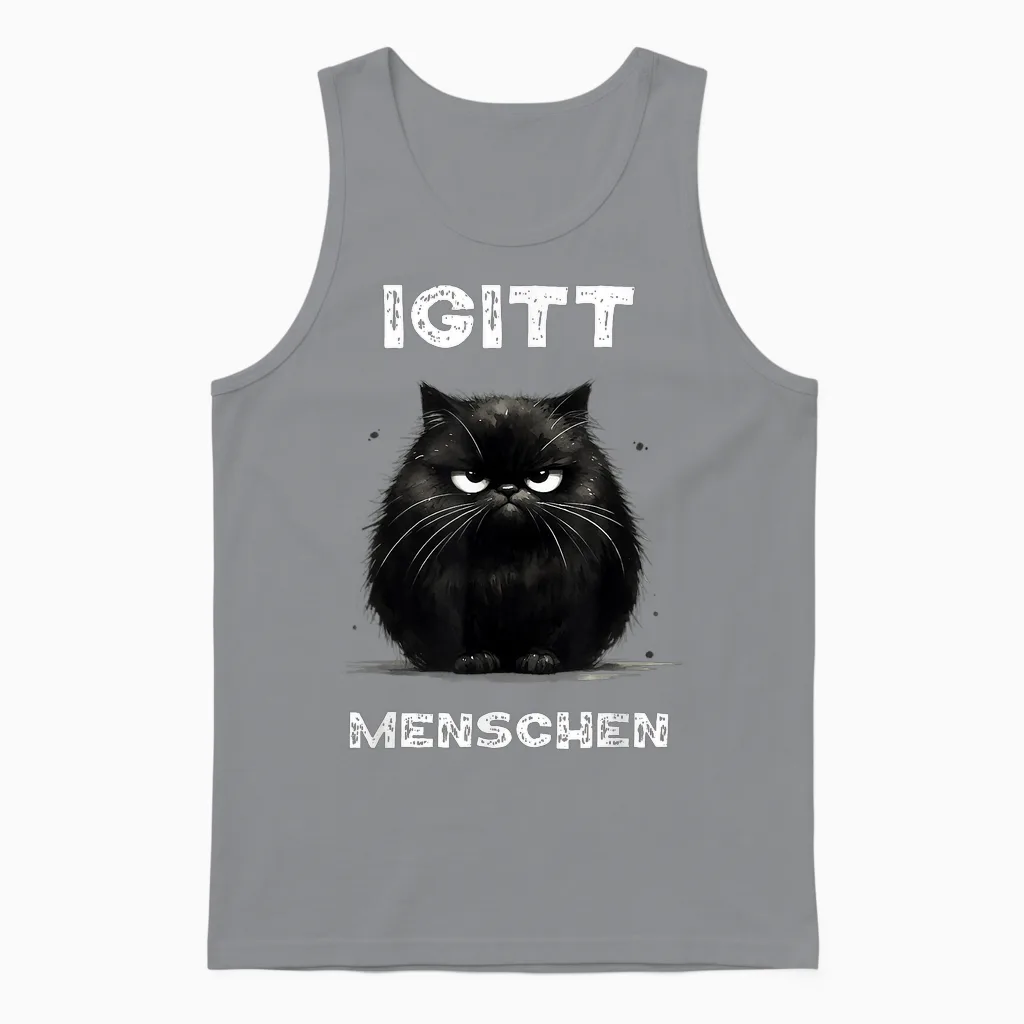 Lustiges Katzen Spruch T-Shirt Igitt Menschen T-Shirt, Black Unisex Tank Top in Sport Grey