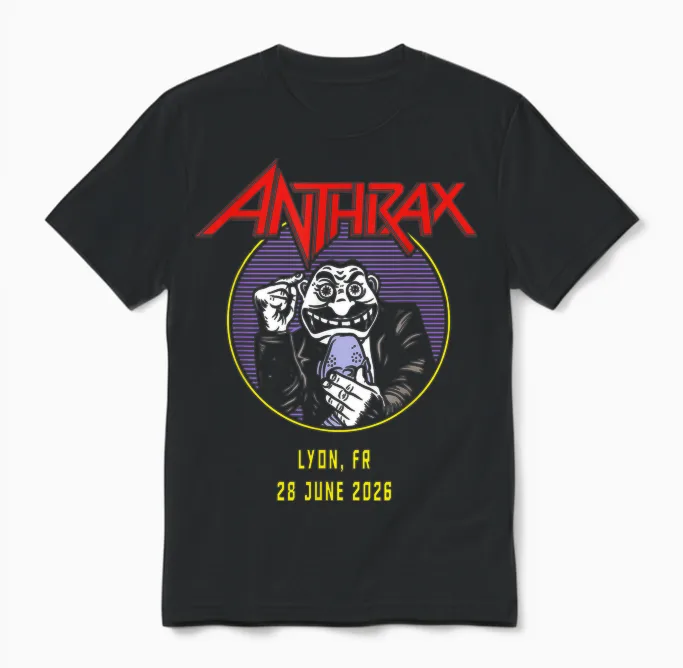 Anthrax World Tour 2026 Lyon Unisex T-Shirt in Black