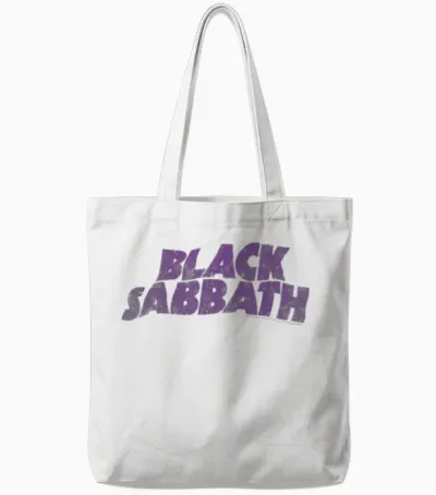Black Sabbath Heavy Metal Band Wavy Logo by Rock Off Tote Bags - White