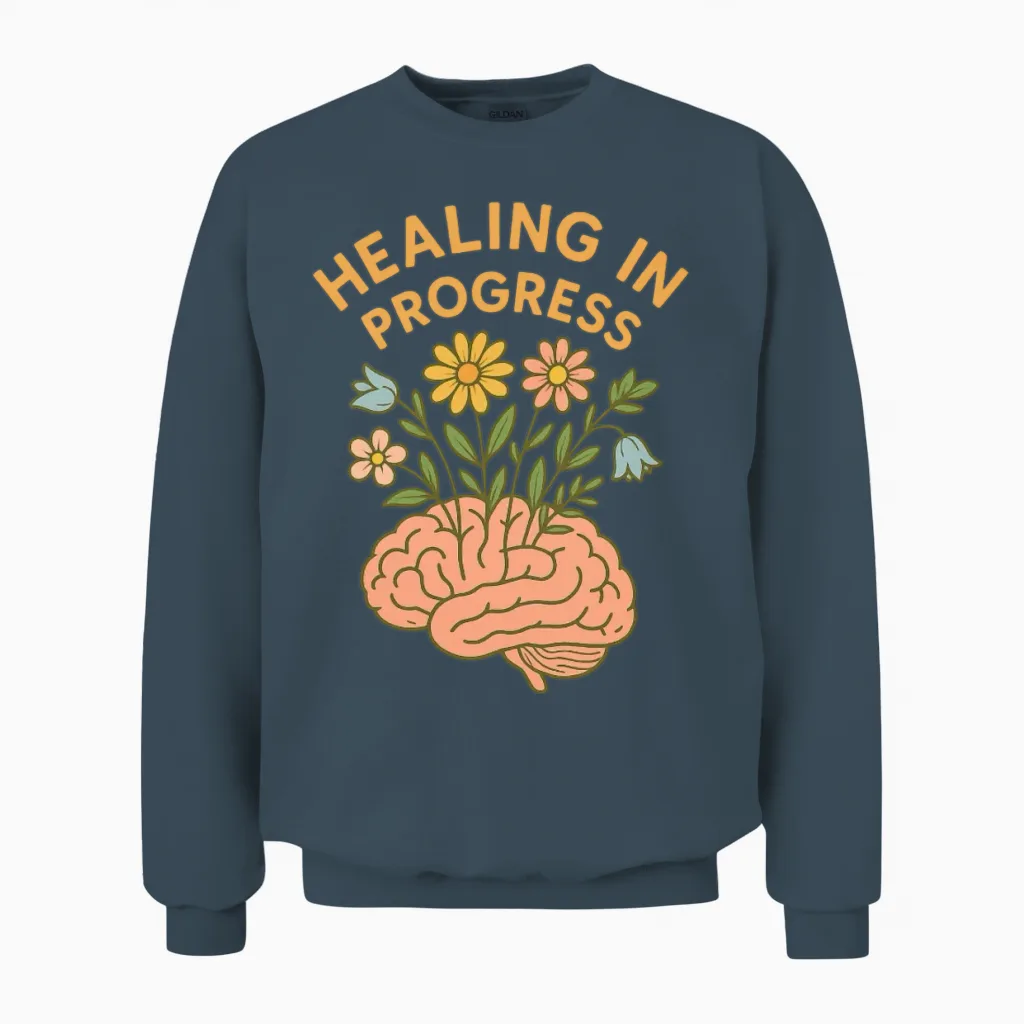 Healing in Progress - Mental Health Awareness Unisex Sweatshirt in Dark Heather