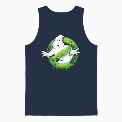 Ghostbusters Classic Slime Ghost Logo Graphic Unisex Tank Top - Navy