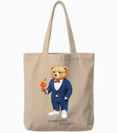 La Dolce Vita X Teddy Bear Costume T-Shirt, Black, S Tote Bags - Natural