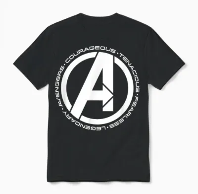 Marvel Super Heroes Avengers Fearless Legendary A-Logo Unisex T-Shirt - Black