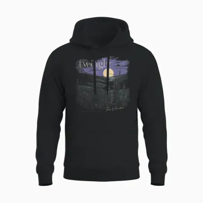 Twilight Saga the Meadow Flowers and Moon Souvenir Movie T-Shirt, Black, S Unisex Hoodie - Black