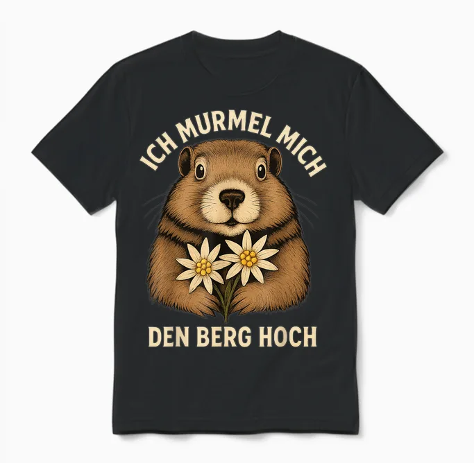 Ich Murmel Mich Den Berg Hoch Lustiges Murmeltier Edelweiß Unisex T-Shirt in Black