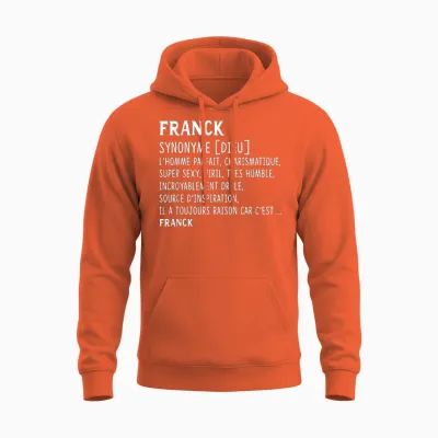 Men's Humor Name Custom Franck Definition T-Shirt, Black, S Unisex Hoodie - Orange