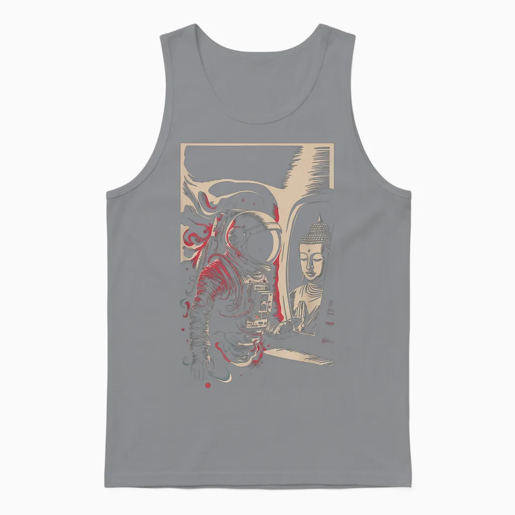 Astronaute Bouddha Spirituel Zen Sci-Fi Space Esthétique Homme Unisex Tank Top in Sport Grey