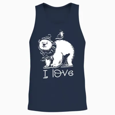 I Love Polar Bear Ice Bear Antartica Arctic Unisex Tank Top - Navy