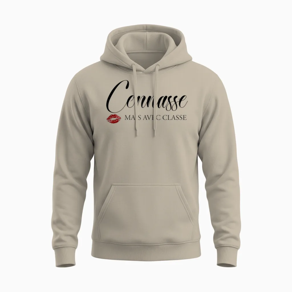 Connasse but with Class Beautiful Gift Sister Friend Girlfriend T-Shirt, Black, S Unisex Hoodie in Sand