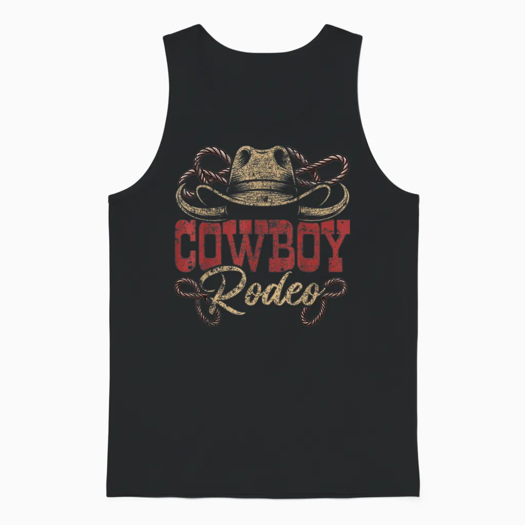 Cowboy Rodeo Wild West Rodeo Howdy Western Southern Country Unisex Tank Top in Black