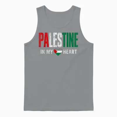 Vintage Palestine in My Heart Palestinian Pride Gaza Unisex Tank Top - Sport Grey