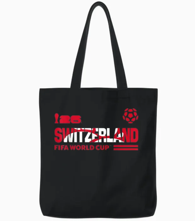 Fifa World Cup26 Qualifier Switzerland Tote Bags in Black