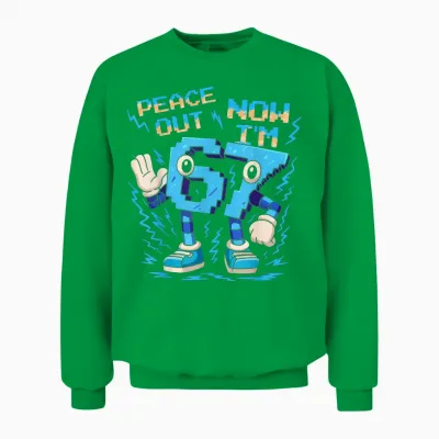 Birthday T-Shirt with German Text "ich War 6 Jetzt Bin Ich 7 Six Seven Brainrot Unisex Sweatshirt - Irish Green