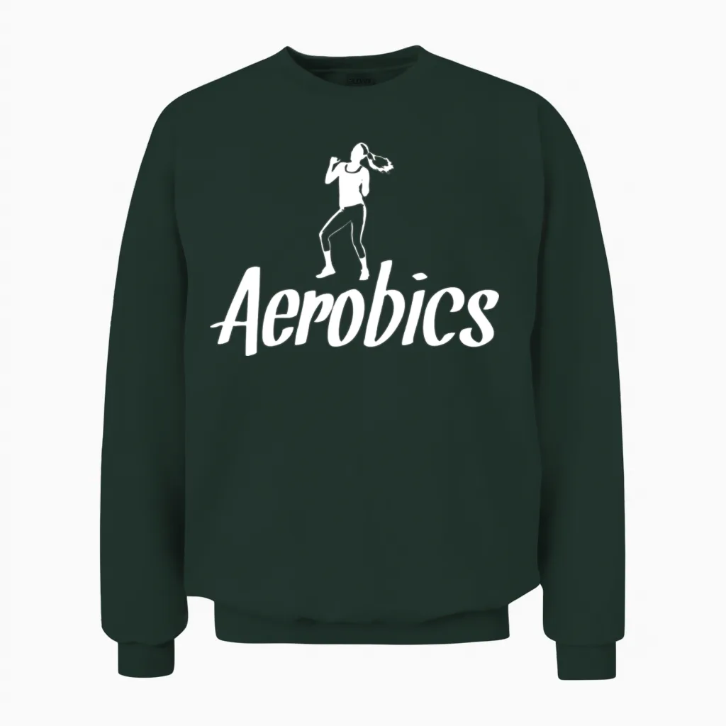 Aerobics Lettering Aerobic Workout Retro Unisex Sweatshirt in Forest