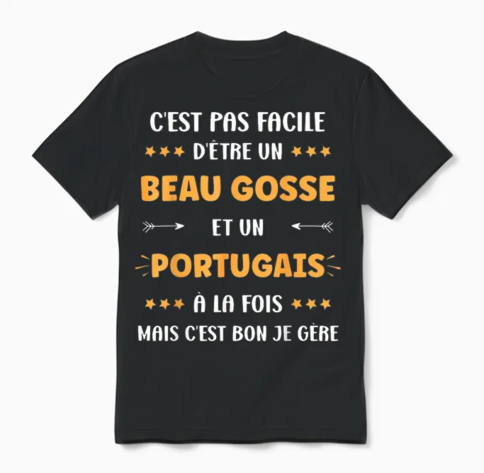 Origin Portugal Super Portuguese Handsome Kid Humor Portuguese T-Shirt, Black, S Unisex T-Shirt in Black