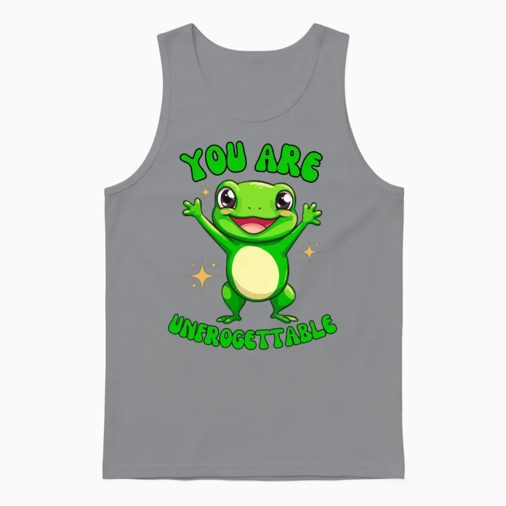 You Are Unfrogettable Cute Frog Unisex Tank Top in Sport Grey