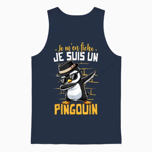 Penguin Children's T-Shirt Boy Girl Je Suis Un Pingouin T-Shirt, Black, S Unisex Tank Top - Navy