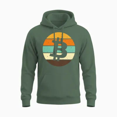 Retro Bitcoin Vintage Crypto Blockchain Unisex Hoodie - Military Green