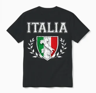 Vintage Italian Flag Crest Unisex T-Shirt - Black