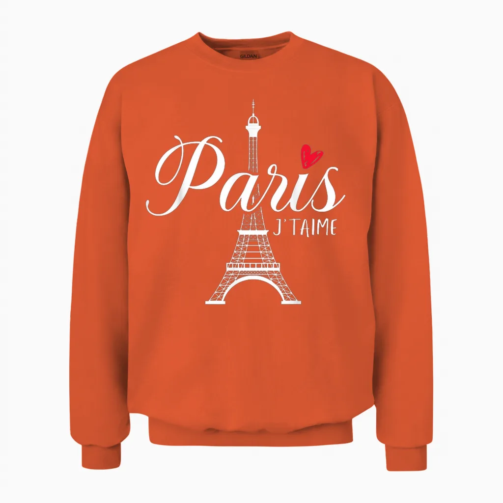 Paris Frankreich French Nizza Eiffelturm Männer Damen Kinder Unisex Sweatshirt in Orange