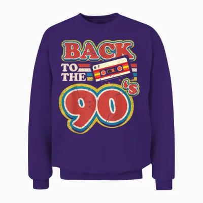 90s Outfit | Back to the 90s Retro Party Carnival T-Shirt, Black Unisex Sweatshirt - Purple