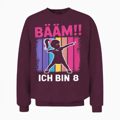 Bääm Ich Bin 8 Dabbing Mädchen 8. Geburtstag Unisex Sweatshirt - Maroon