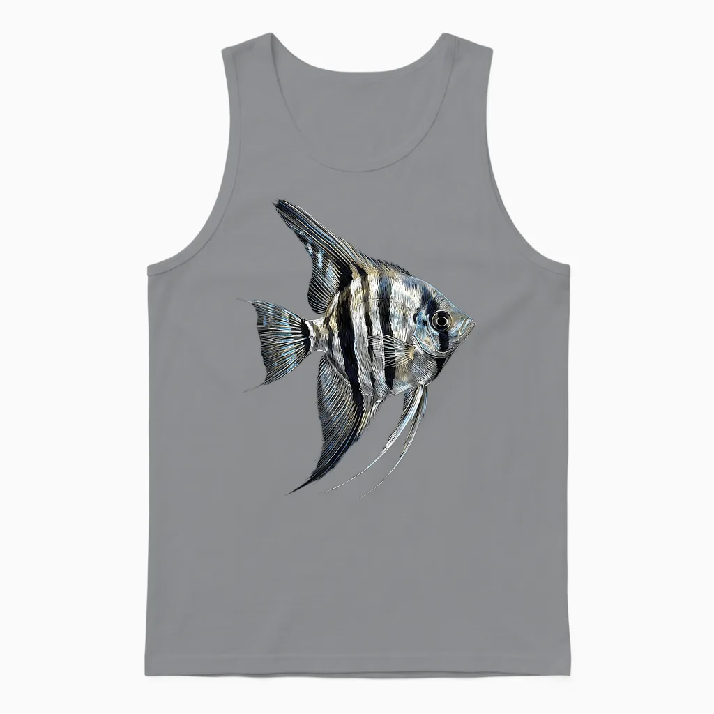 Angelfish Pterophyllum Süßwasser Aquarium Fischhalter Unisex Tank Top in Sport Grey