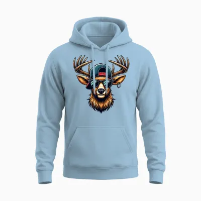 Kinder Trachtenshirt Herren Trachten T-Shirt Hirsch Jungen Unisex Hoodie - Light Blue