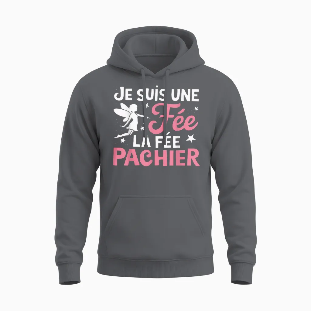Je Suis Une Fee La Fee Pachier Woman Man Je Suis Une Fée T-Shirt, Black, S Unisex Hoodie in Charcoal