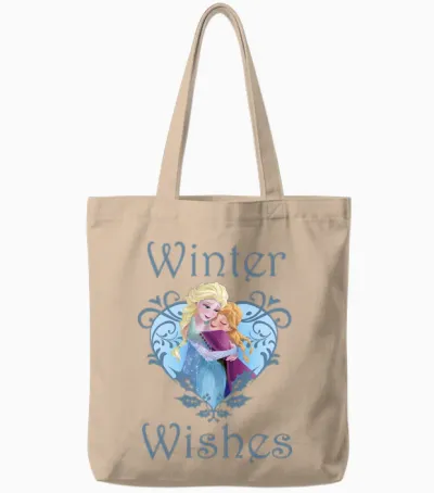 Disney Frozen Anna & Elsa Winter Wishes Long Sleeve, Black, S Tote Bags - Natural